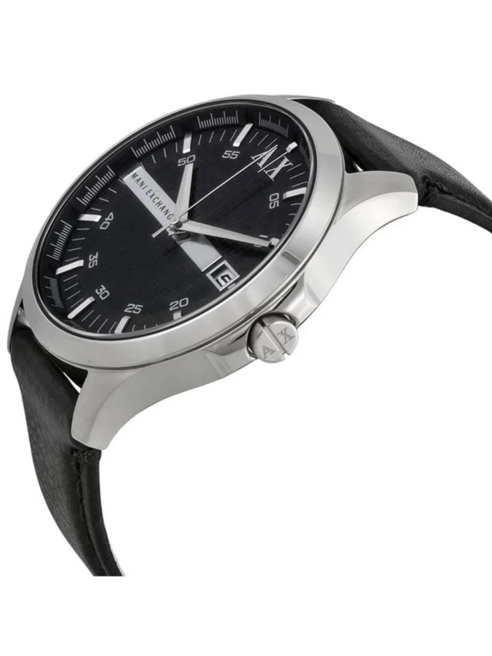 NWT Armani Exchange Armani AX Exchange Whitman Black Dial Black Leather Men's Wa